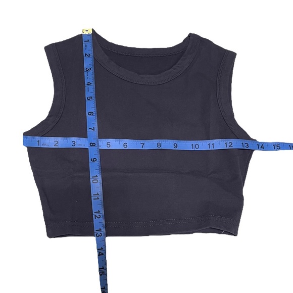 Petite Charcoal Cotton Sleeveless Cropped Tank Top - Picture 6 of 7